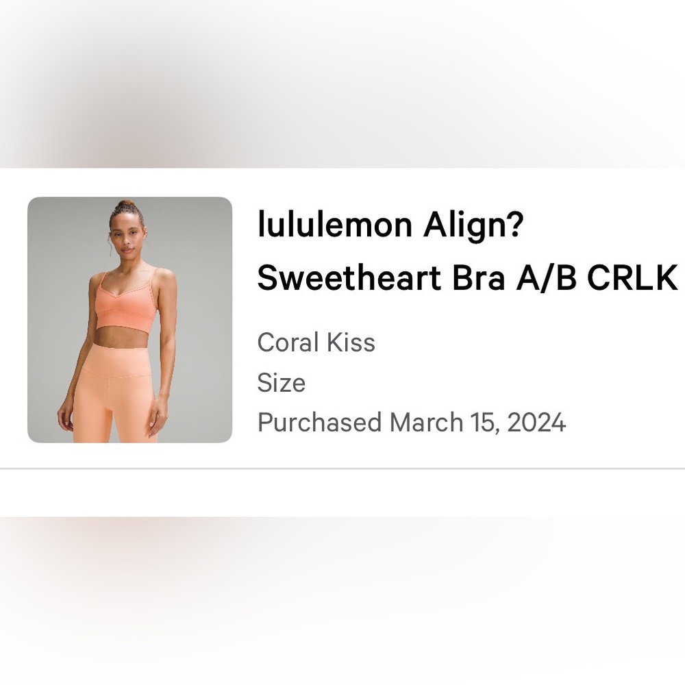Lululemon Sweetheart Bra in Coral Kiss